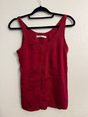 Trina Turk Crimson Scoop Neck Linen-Blend Tank